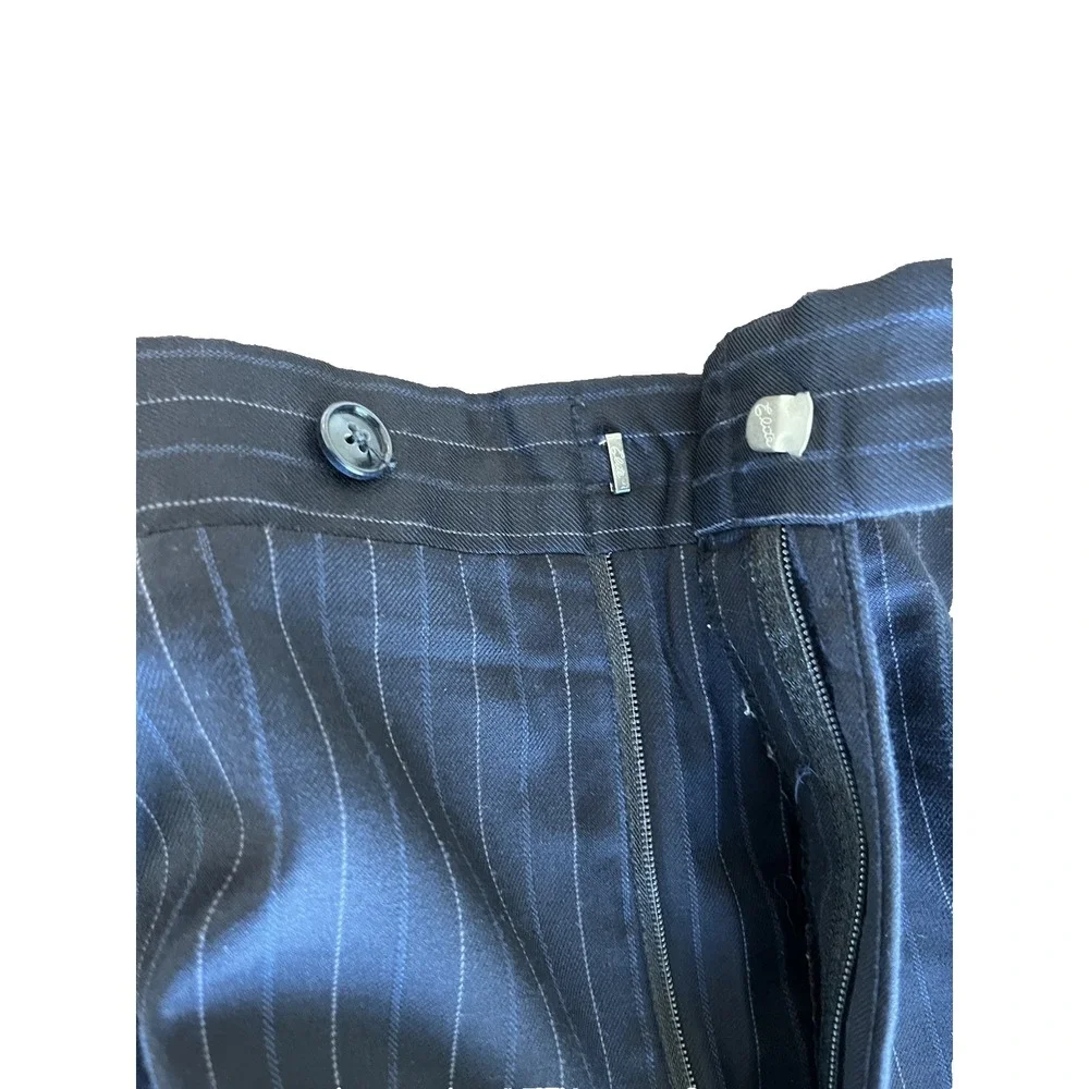 Donald J Trump Men Pants 36x30 Black Wool Straight Leg Pinstripe
